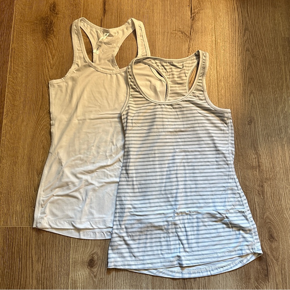 90 Degree by Reflex Set of 2 Workout Racerback White Tank Tops Bundle in Size XS
